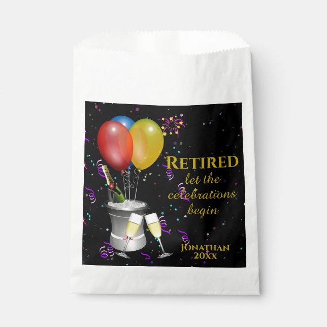 Retirement Celebration Black Paper Favor Bag (Front)