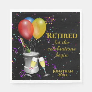Retirement Celebration Black Paper Napkins