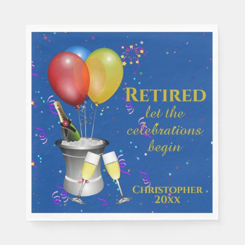 Retirement Celebration Blue Paper Napkin