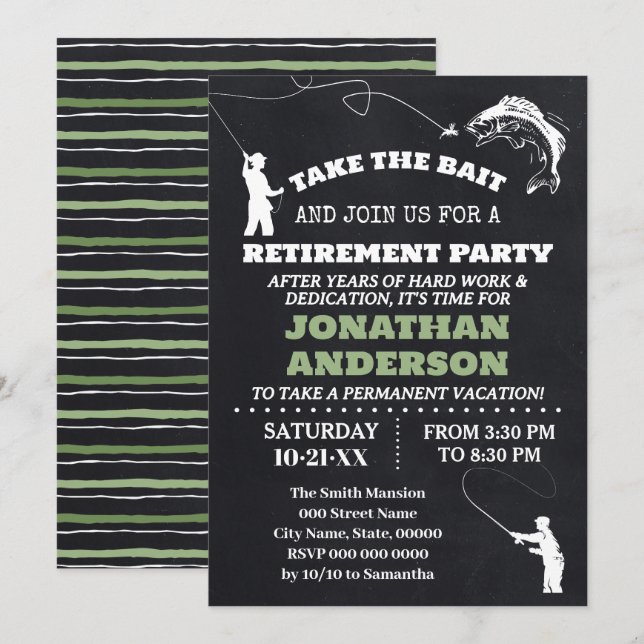 Retirement Celebration Fishing Retirement Party Invitation (Front/Back)