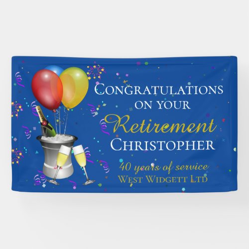 Retirement Celebration Fizz Congratulations Blue Banner