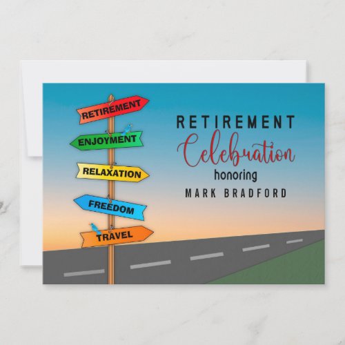 Retirement Celebration Invitation Road Signs Name 