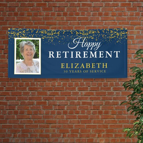 Retirement Celebration Party Glitter Photo Blue