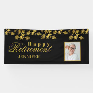 Retirement Celebration Party Gold Floral Photo Banner