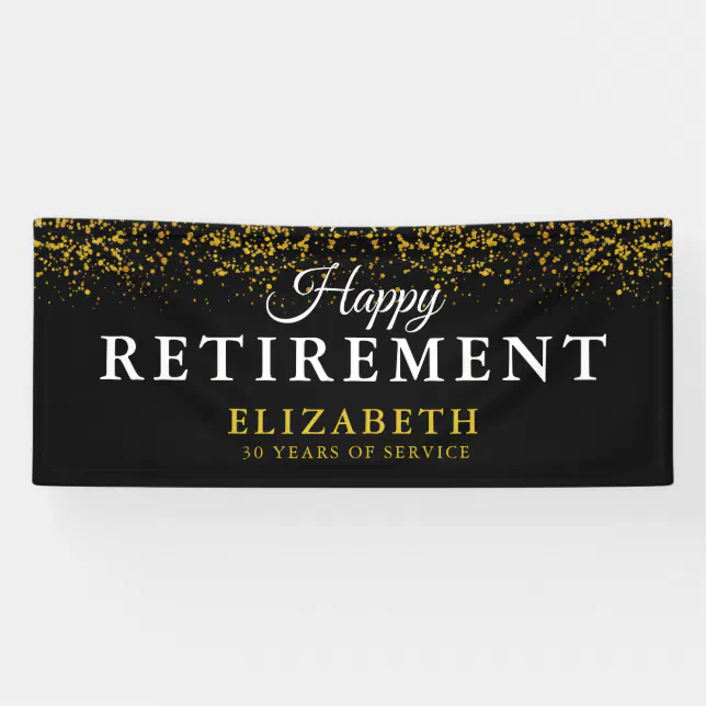 Retirement Celebration Party Gold Glitter Banner | Zazzle