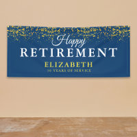 Retirement Celebration Party Gold Glitter Blue