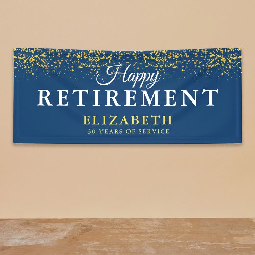 Retirement Celebration Party Gold Glitter Blue