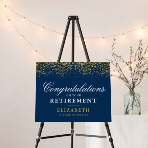 Retirement Celebration Party Gold Glitter Blue Foam Board