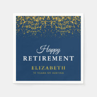 Retirement Celebration Party Gold Glitter Blue