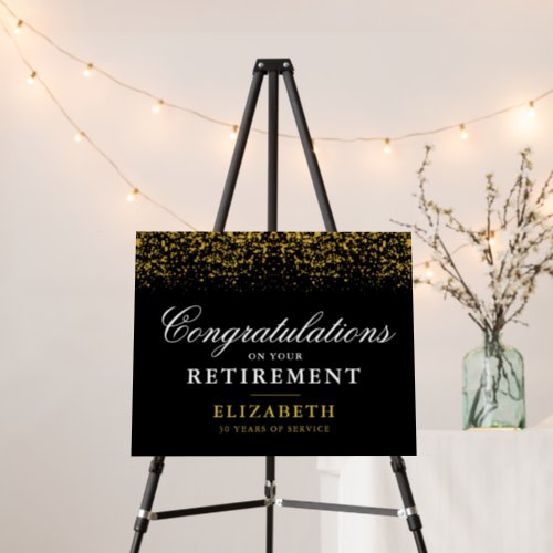 Retirement Celebration Party Gold Glitter Foam Board