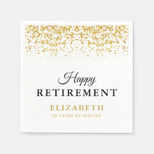 Retirement Celebration Party Gold Glitter Napkins