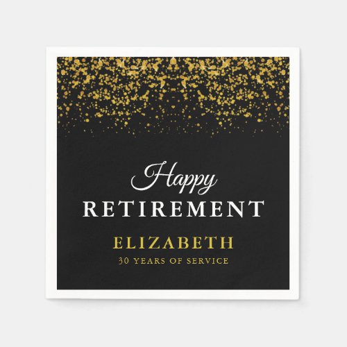 Retirement Celebration Party Gold Glitter Napkins