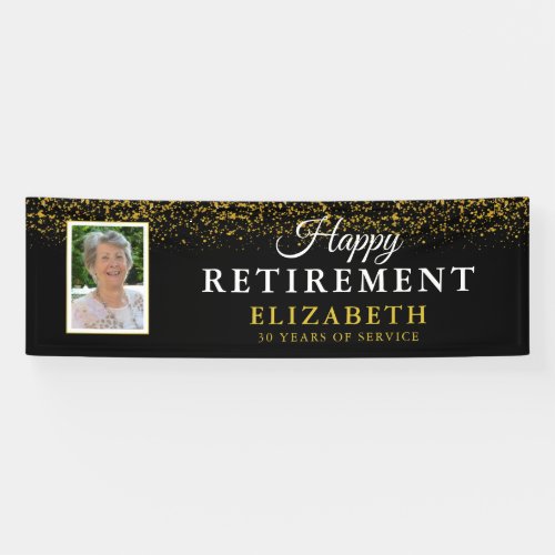 Retirement Celebration Party Gold Glitter Photo Ba Banner