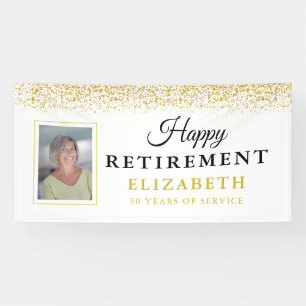Retirement Celebration Party Gold Glitter Photo Banner