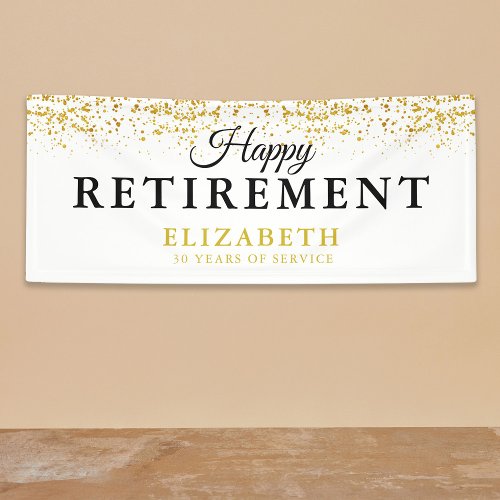 Retirement Celebration Party Gold Glitter White