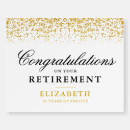 Retirement Celebration Party Gold Glitter White Foam Board | Zazzle