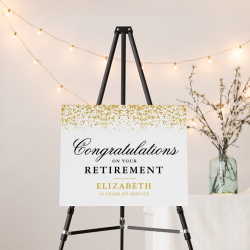 Retirement Celebration Party Gold Glitter White Foam Board