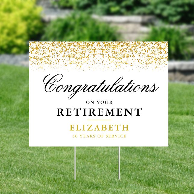 Retirement Celebration Party Gold Glitter Yard Sign (Creator Uploaded)
