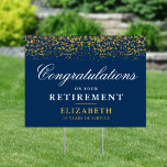 Retirement Celebration Party Gold Glitter Yard Sign