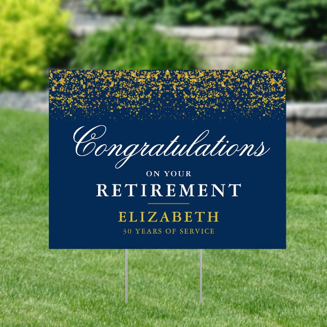 Retirement Celebration Party Gold Glitter Yard Sign (Creator Uploaded)