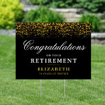 Retirement Celebration Party Gold Glitter Yard Sign