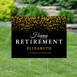 Retirement Celebration Party Gold Glitter Yard Sign