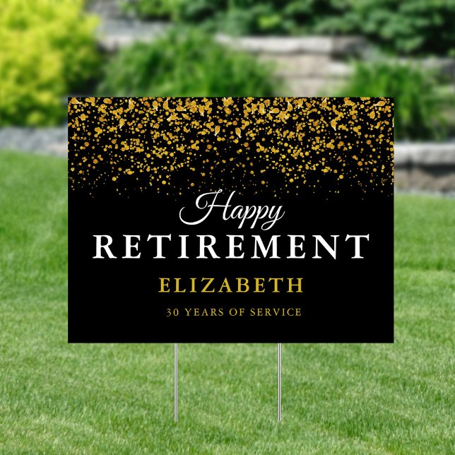 Retirement Celebration Party Gold Glitter Yard Sign (Creator Uploaded)
