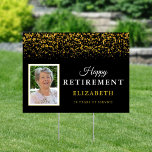 Retirement Celebration Party Gold Photo Yard Sign