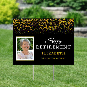 Retirement Celebration Party Gold Photo Yard Sign