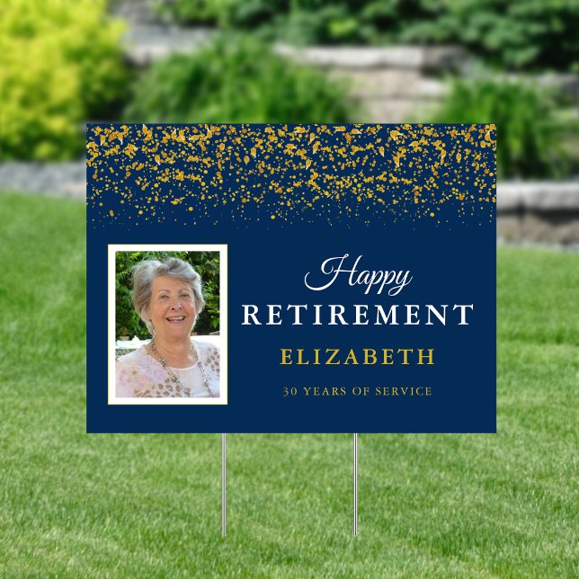 Retirement Celebration Party Gold Photo Yard Sign (Creator Uploaded)