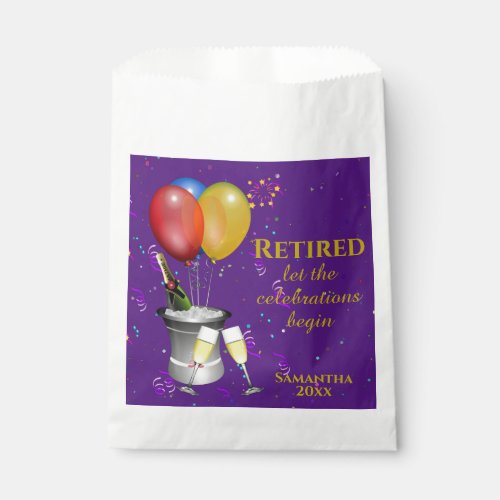 Retirement Celebration Purple Paper Favor Bag