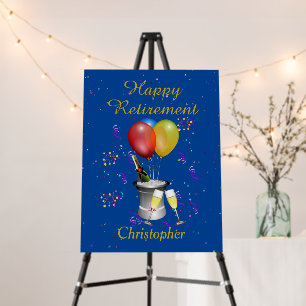 Retirement Celebration Sparkling Wine Blue Foam Board