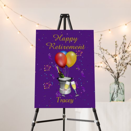 Retirement Celebration Sparkling Wine Purple Foam Board