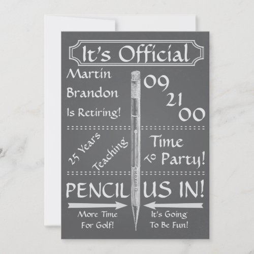 Retirement Chalkboard Vintage Teacher Party