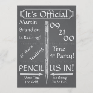 Retirement Chalkboard Vintage Teacher Party Invitation
