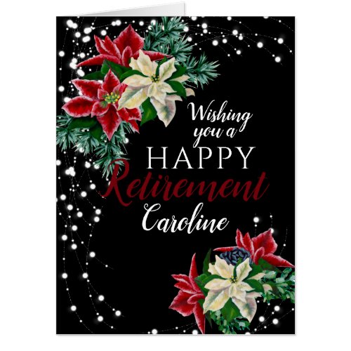 Retirement Christmas Poinsettia Black Big Card