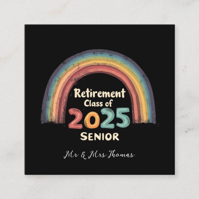 Retirement Class of 2025 Senior Milestone Moment Square Business Card (Front)
