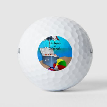 Retirement - Colorful Beach Theme Golf Balls by RetirementGiftStore at Zazzle