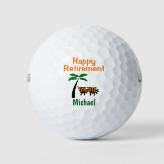 Retirement Congratulations Beach Custom Name Golf Balls