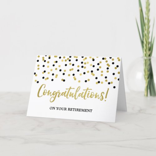 Retirement Congratulations Black Gold Confetti Card