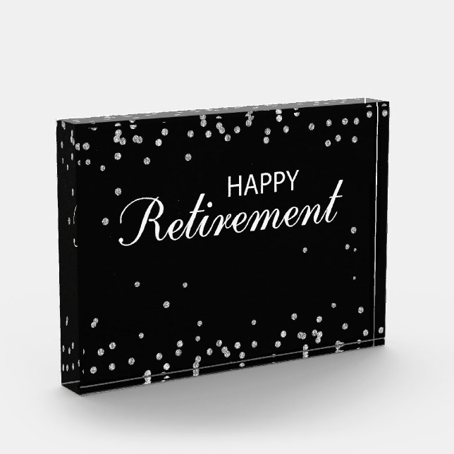 Retirement Congratulations Black with Silver Spark Acrylic Award (Left)