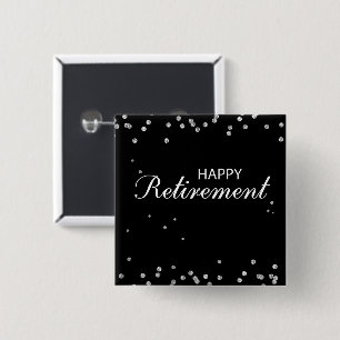 Retirement Congratulations Black with Silver Spark Button
