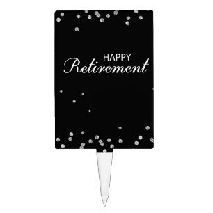 Retirement Congratulations Black with Silver Spark Cake Topper