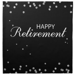 Retirement Congratulations Black with Silver Spark Cloth Napkin