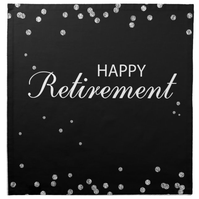 Retirement Congratulations Black with Silver Spark Cloth Napkin (Front)