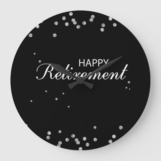 Retirement Congratulations Black with Silver Spark Large Clock (Front)