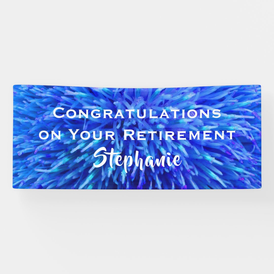 Retirement Congratulations Blue Floral Closeup Banner | Zazzle