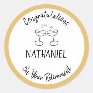 Retirement Congratulations Champagne Personalized Classic Round Sticker