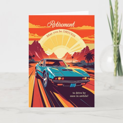 Retirement Congratulations Classic Car Retro 70s Card