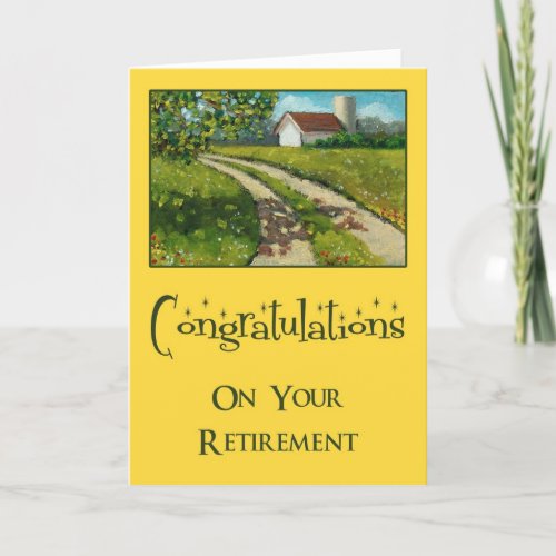 Retirement Congratulations Country Road PAINTING Card